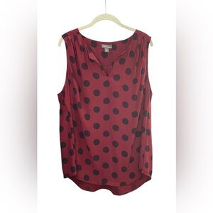 Market & Spruce Burgundy Navy Polka Dot Sleeveless Blouse, Stitch Fix, Size 2X